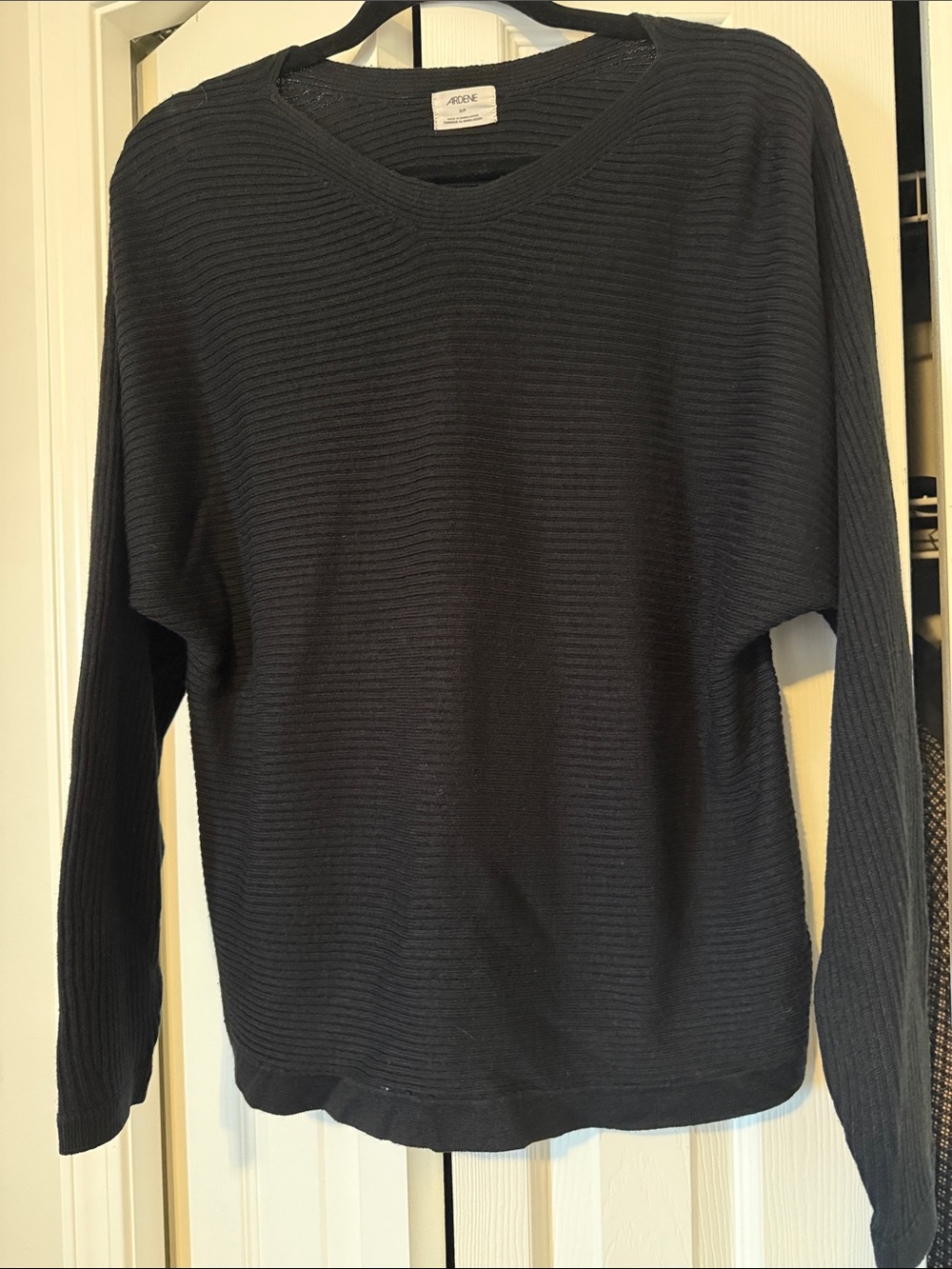 Ardene Black Ribbed Scoop-Neck Sweater